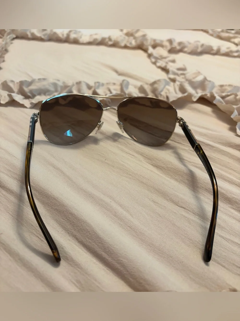Burberry Women’s Gold Frame Aviator Sunglasses with Brown Gradient Lenses